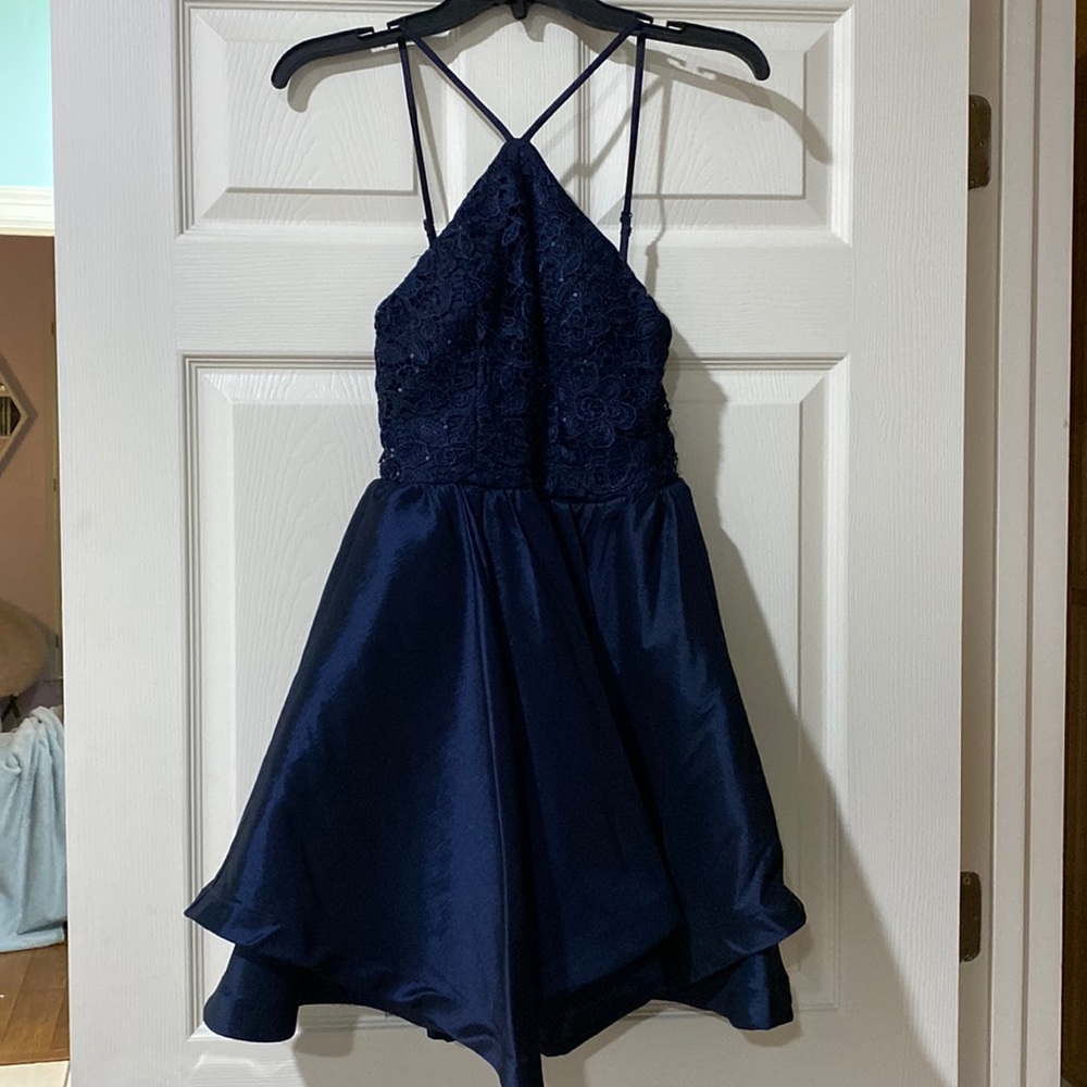 Sequin hearts navy blue dress